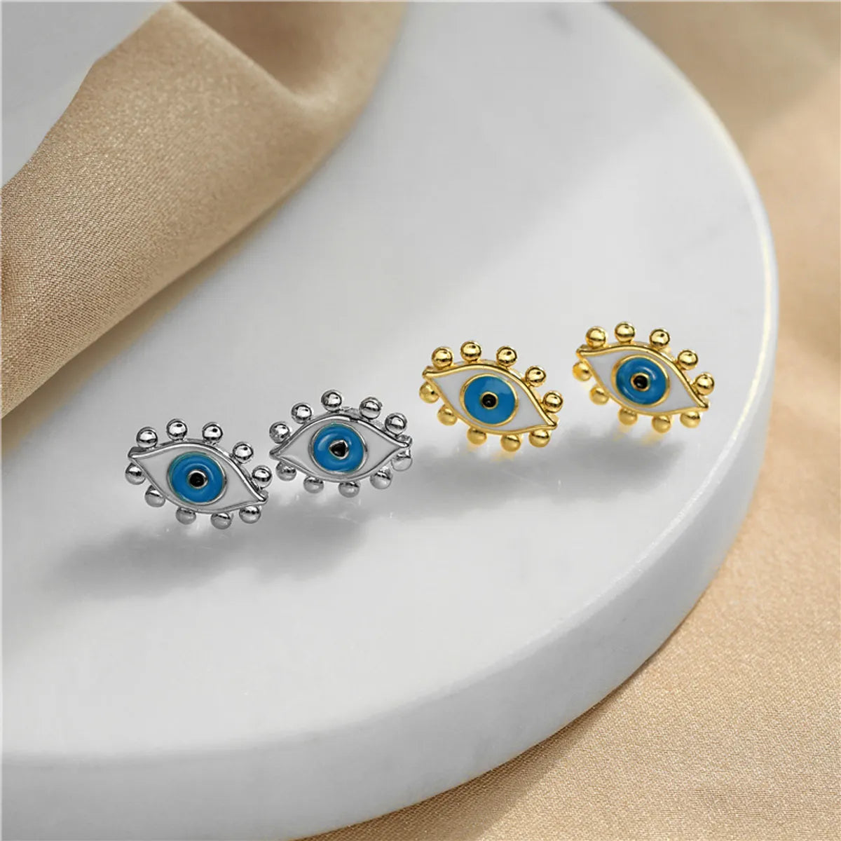 Hecheng Ornament Dripping Oil Eye Stud Earrings European And American Style Personalized Women's Stud Earrings Ornament Accessories