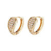 Jewelry Ear Buckle Double Row Flash Diamond Earrings Women's Natural Geometric Style Electroplated