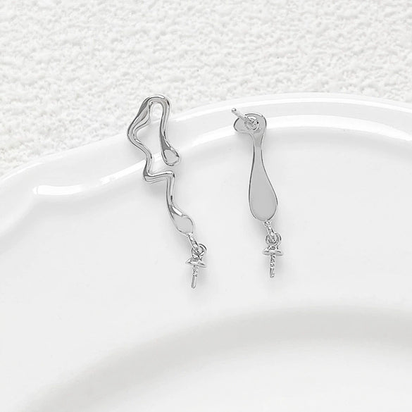 Jewelry Earrings Copper Baroque Irregular Lines Electroplated Handmade