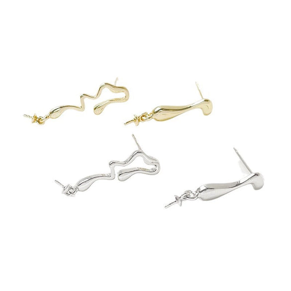 Jewelry Earrings Copper Baroque Irregular Lines Electroplated Handmade