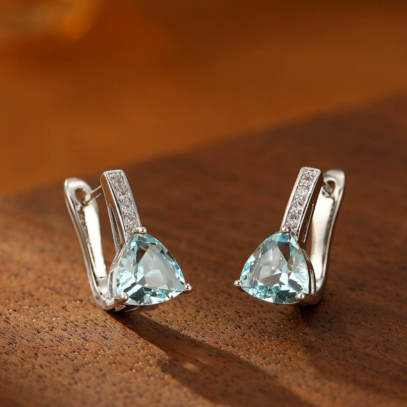 Jewelry Earrings Copper Geometric Electroplated Water Droplets Zircon Topaz