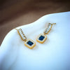 Jewelry Earrings Square Sapphire Diamondembedded Titanium Steel Geometric Electroplated Women's Light Luxury Highend Allmatch