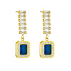 Jewelry Earrings Square Sapphire Diamondembedded Titanium Steel Geometric Electroplated Women's Light Luxury Highend Allmatch