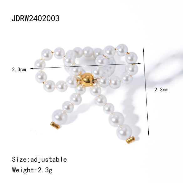 Jewelry Earrings Stainless Steel Bow Pearl Electroplated Light Luxury Women