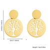 Jewelry Earrings Stainless Steel Fashion Geometric Hollow Gold Plated Round Life Tree Pendant