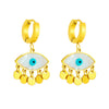 Jewelry Earrings Titanium Steel Geometric Oval Blue Eye Tassel Electroplated For Women