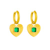 Jewelry Earrings Titanium Steel Heart Shape Geometric Pattern Inlaid Green Diamond Electroplated