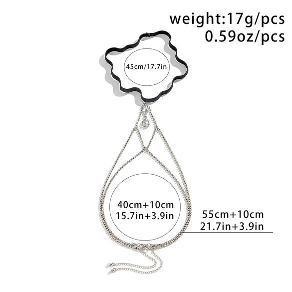 Jewelry Elastic Belt Thigh Chain Leg Ring With Alloy Inlaid Artificial Gemstones And Semiprecious Stones Geometric Pattern For Women