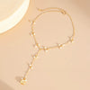 Jewelry Elegant Imitation Pearl Beaded Geometric Ball Chain Metal Clavicle Chain With Plastic Pendant Electroplated