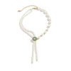 Jewelry Elegant Retro Asymmetric Imitation Pearl Tassel Heartshaped Alloy Geometric Electroplated Necklace For Women