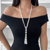 Jewelry Elegant Tassel Imitation Pearl And Imitation Crystal Necklace Geometric Style Electroplated