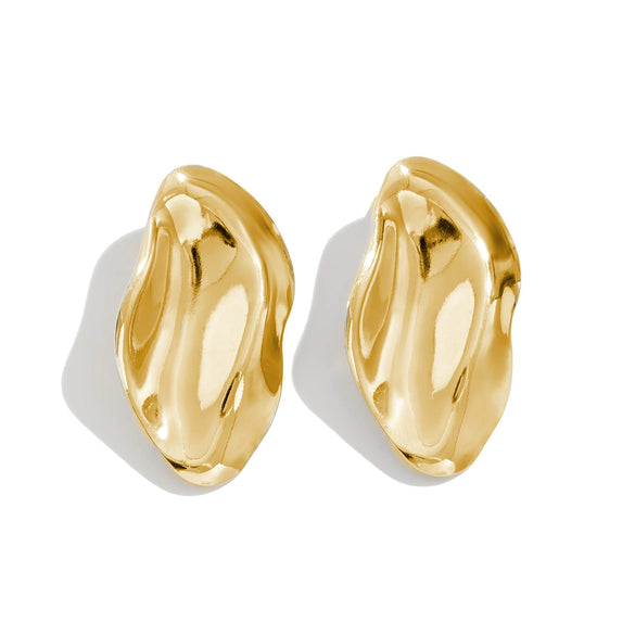 Jewelry Exaggerated Irregular Oval Metal Geometric Electroplated Earrings For Women