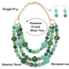 Jewelry Exaggerated Resin Multilayer Clavicle Chain Statement Necklace With Plastic Mixed Gem Inlay Geometric Style