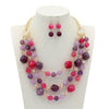 Jewelry Exaggerated Resin Multilayer Clavicle Chain Statement Necklace With Plastic Mixed Gem Inlay Geometric Style
