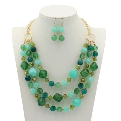 Jewelry Exaggerated Resin Multilayer Clavicle Chain Statement Necklace With Plastic Mixed Gem Inlay Geometric Style