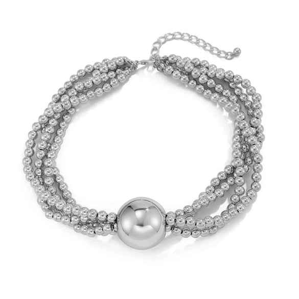 Jewelry Exaggerated Round Bead Pendant Clavicle Necklace Women Hiphop Trendy Metal Multilayered Imitation Pearl Ball Chain Electroplating Geometric Style