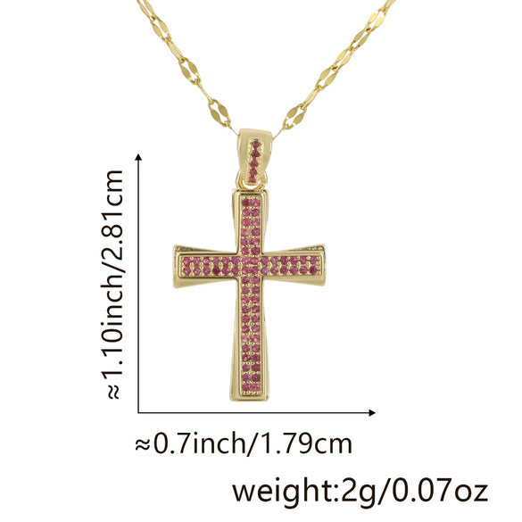 Jewelry Fashion Pendant Copper Zircon Goldplated Cross Lip Chain Electroplating Geometric Style