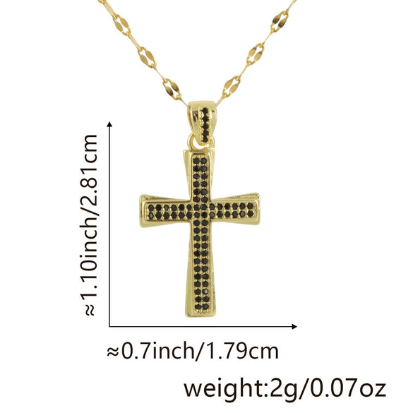 Jewelry Fashion Pendant Copper Zircon Goldplated Cross Lip Chain Electroplating Geometric Style