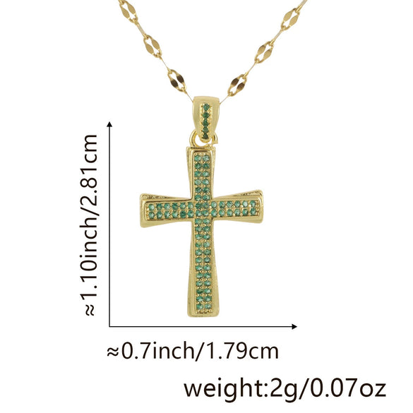 Jewelry Fashion Pendant Copper Zircon Goldplated Cross Lip Chain Electroplating Geometric Style