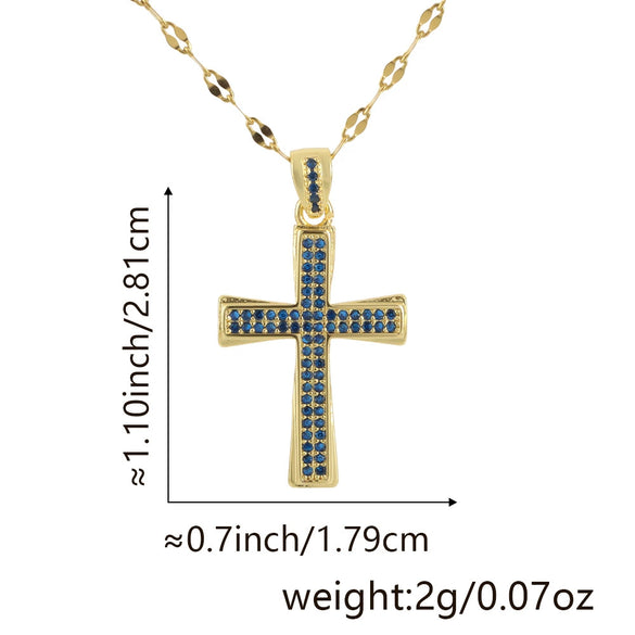 Jewelry Fashion Pendant Copper Zircon Goldplated Cross Lip Chain Electroplating Geometric Style