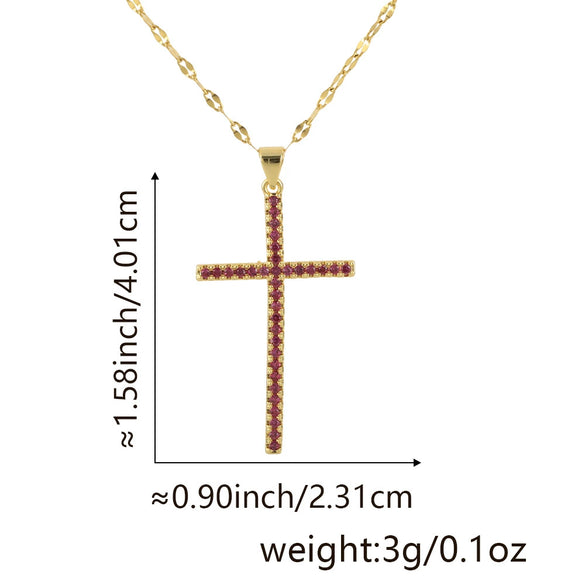 Jewelry Fashion Pendant Copper Zircon Goldplated Cross Lip Chain Electroplating Geometric Style