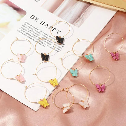 Jewelry Fashion Pop Color Acrylic Butterfly Earrings Butterfly Earrings Women