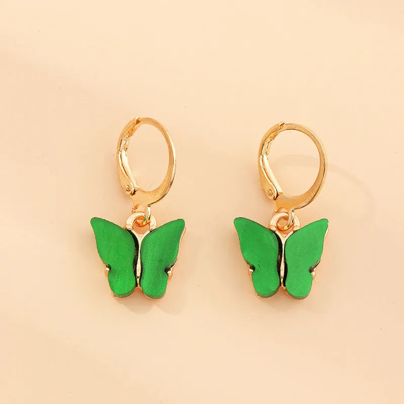 Jewelry Fashion Pop Color Acrylic Butterfly Earrings Butterfly Earrings Women