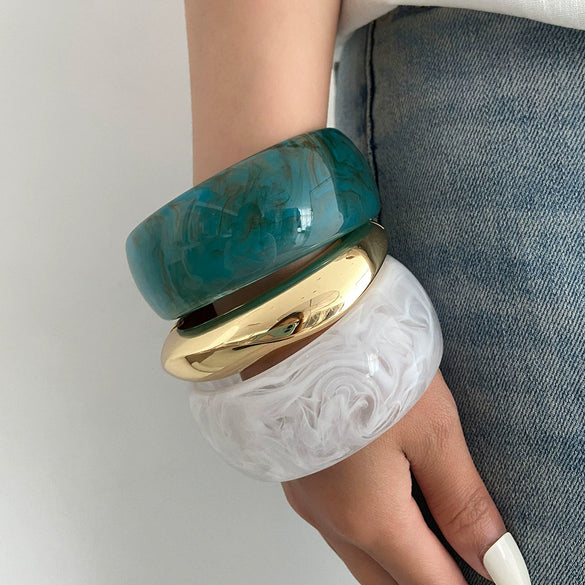 Jewelry Fashion Wide Bracelet Resin Elegant Geometric Polish