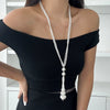 Jewelry Fashionable Pearl Tassel Imitation Pearl And Imitation Crystal Geometric Simple Electroplating Clavicle Chain