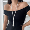 Jewelry Fashionable Pearl Tassel Imitation Pearl And Imitation Crystal Geometric Simple Electroplating Clavicle Chain
