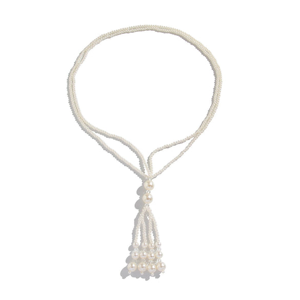 Jewelry Fashionable Pearl Tassel Imitation Pearl And Imitation Crystal Geometric Simple Electroplating Clavicle Chain