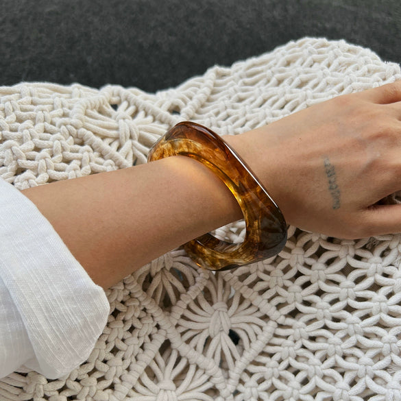 Jewelry Fashionable Retro Resin Asymmetrical Polygonal Elastic Handmade Bracelet