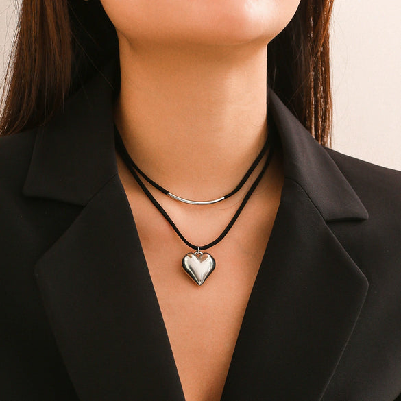 Jewelry Flannel Rope Heart Geometric Simple Electroplated Necklace For Women