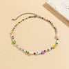 Jewelry Flower Beaded Clavicle Chain Necklace Handmade With Plastic Resin Alloy And Ball Chain For Women