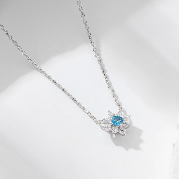 Jewelry Flower Diamond Pendant Necklace 925 Silver For Women