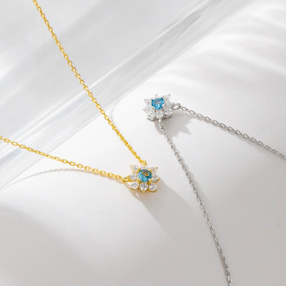 Jewelry Flower Diamond Pendant Necklace 925 Silver For Women