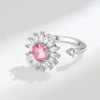 Jewelry Flower Shaped Zircon Ring Copper Electroplating Women's