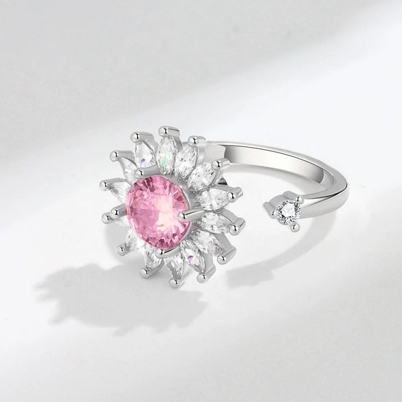 Jewelry Flower Shaped Zircon Ring Copper Electroplating Women's