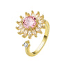 Jewelry Flower Shaped Zircon Ring Copper Electroplating Women's