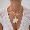 Jewelry Flower Shell Pendant Necklace With Rice Beads Electroplated Clavicle Chain For Women