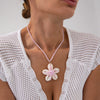 Jewelry Flower Shell Pendant Necklace With Rice Beads Electroplated Clavicle Chain For Women