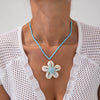 Jewelry Flower Shell Pendant Necklace With Rice Beads Electroplated Clavicle Chain For Women
