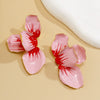 Jewelry Folding Pink Petal Earrings Iron Dripping Oil Flower Style Electroplating For Women
