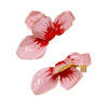 Jewelry Folding Pink Petal Earrings Iron Dripping Oil Flower Style Electroplating For Women