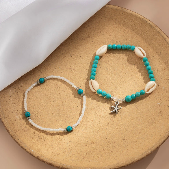 Jewelry Foot Chain Bohemian Multilayer Beaded Star Pattern Plastic Resin Women's