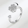 Jewelry Four Leaf Clover Rotating Opening Ring Copper Electroplated For Women