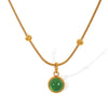 Jewelry French Retro Green Glass Stone Pendant Necklace 316L Stainless Steel 18K Gold Plated Geometric Fashion For Women
