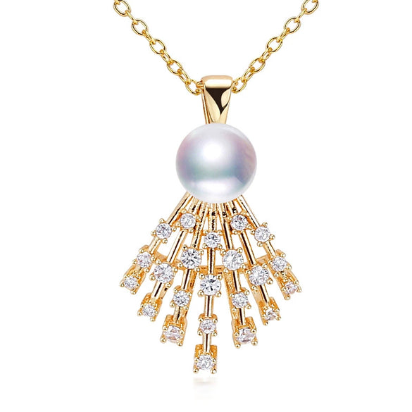 Jewelry Freshwater Pearl Pendant Necklace Copper K Gold Craft Flat Round And Steamed Bread Round Pearl