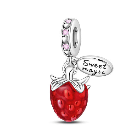 Jewelry Fruit Avocado Pear Raspberry Apple Charm Hanging Bead Silver Plated Dripping Oil