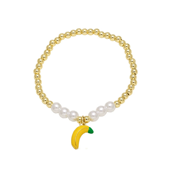 Jewelry Fruit Pendant Bracelet Copper Gold Plated Minimalist Style